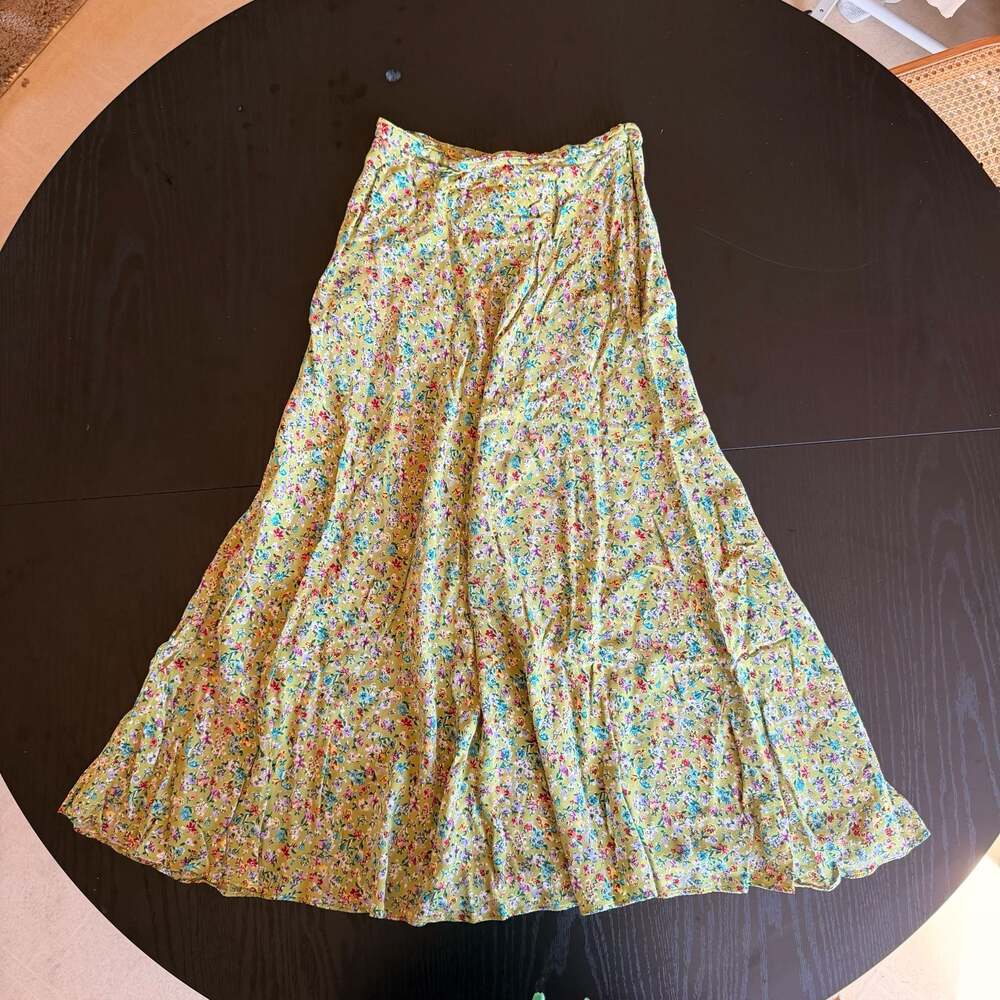 Vintage 90s Y2K Moda International Victoria’s Secret Floral Midi Skirt XS 24W
